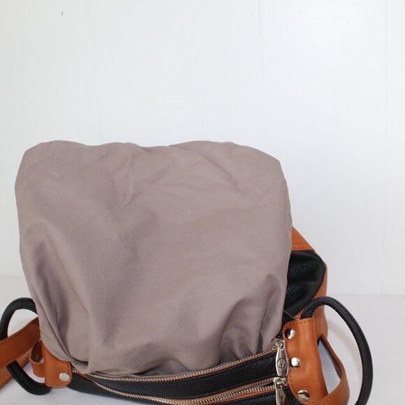 Valentina Carrano  Black Tan Leather Sling Backpack Shoulder Bag main image 15